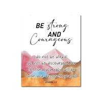 PKNVKZIDK Christian Nursery Wall-Art Joshua 1:9 - Be Strong and Courageous Quote Print for 's Room, Sunday School Decor and Bedroom, Religious Scripture Framed,16x24inch(40x60cm)