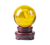PKNVKZIDK Clear Crystal Ball with Stand Handcrafted Photography Prop for Magical Shots Elegant Home & Party Decor,Yellow,200mm