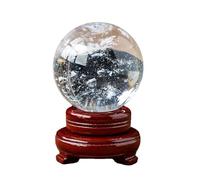 PKNVKZIDK Clear Quartz Crystal Ball with Stand, Gemstone Fortune Teller, Stone Feng Shui Witch Wicca Decoration,90mm