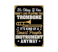 PKNVKZIDK Distressed Vintage Trombone Metal Sign Retro Music Instrument Decor for Man Cave Gaming Room Gift for Musicians 8 X 12 inch