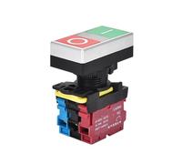 PKNVKZIDK Emergency Stop Switch Double Push 22mm Double Button Two-Position Reset Button Switch with LED Egg Push 12V24V220V AC ON/Off Start Stop 1 NO 1NC LA36M 220V(Silver Edge,1NO1NC)