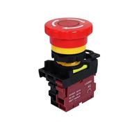 PKNVKZIDK Emergency Stop Switch LA36M Emergency Stop Button Switch 22mm E-Stop Mushroom Push Button Switches On Off with Red LED Light ACDC12-24v(with,2NC)