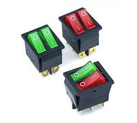 PKNVKZIDK KCD8 6PIN Rocker Switch Power Switch Duplex ON-Off 2Position 6 Pins with Light 16A 250VAC/20A 125VAC (Color : Red Green)