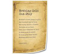 PKNVKZIDK “Nothing Gold Can Stay” Poem by Robert Frost - Vintage Literary Poster, Classic Poetry Wall Art for Study, Library, Living Room Decor Framed,12x18inch(30x45cm)