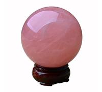 PKNVKZIDK Rose Quartz Power Stone Crystal Ball Feng Shui Gem Set with Pedestal Love Amulet Purification Luck Marutama Present,90mm