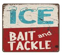 PKNVKZIDK Rustic Fishing Lodge Sign Vintage Retro Metal Wall-Art Ice Bait Reference for Cabin Wall Decor 8 X 12 in