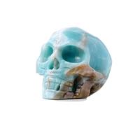 PKNVKZIDK Sky Blue Skull Carving, Handcrafted Gemstone Figurine for and Home Decor 8A