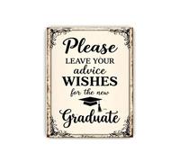 PKNVKZIDK Vintage Graduation Metal Tin Sign Rustic Leave Your Advice and Wishes Here Interactive Wall Decor for Grad Party or Home 8 X 12 in