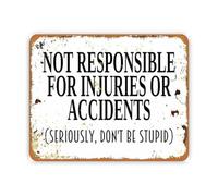 PKNVKZIDK Vintage Man Cave Sign Funny Tin Plaque Not Responsible Disclaimer Rustic Wall-Art for Garage Workshop Tool Room Bar Decor 8 X 12 inch