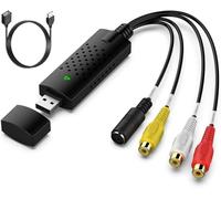 PKOUVOO Convertidor de Audio/Video RCA USB 2.0 Digitalice y edite Video Desde Cualquier Fuente analógica Incluyendo VCR DVD VCR