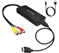 PKOUVOO Convertidor RCA a HDMI, RCA a HDMI Adaptador HDMI 1080P Compuesto CVBS AV a HDMl Video Audio Converter soporta PAL/NTSC para PC, Ordenador portátil, TV, Wii, XB0X, STB, VHS, VCR