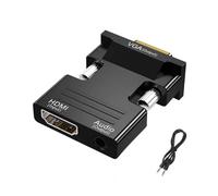 PKOUVOO HDMI a VGA Adaptador con Cable de Audio de 3,5 mm Alta Resolución convertidor HDMI Hembra a VGA Macho Adaptador para computadora, computadora portátil PC Monitor proyector HDTV XB0X y más