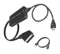 PKOUVOO Scart a HDMI Convertidor, Euroconector a hdmi con Cables HDMI Conversor Euroconector a hdmi Full HD 720p/1080p Switch Video Audio Convertidor para HDTV BLU-RayDVD VCR VHS Proyector PS XB0X