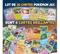 PkPack: Juego de 30 cartas oficiales de Pokémon con 6 brillantes versión francesa. para Niños Coleccionista