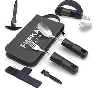 PKPKAUT Utensilios adaptativos para pacientes con Parkinson ancianos, utensilios pesados para temblores de manos, utensilios de alimentación de Parkinson para personas discapacitadas, cubiertos con