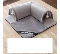 PKRANZYHKAL Cama para Gatos, acogedora Cama Nido de Gato y Saco de Dormir para Gatos de Interior, Cama de Gatito con diseño de túnel, Zona de Juego y Descanso multientrada, Felpa Suave, Gris Milo, L