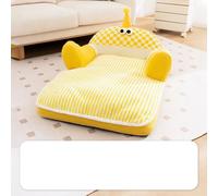 PKRANZYHKAL Cama para Gatos y Perros - Sofá de Forro Polar de Cordero Suave para Gatos de Interior, Perros pequeños, Disponible en tamaños S-2XL, Acogedor y Transpirable (Color Amarillo Roca (no se