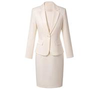 Pkrboro Mujeres Traje de Dos Piezas Chaqueta de Solapa con Muesca de Un Botón Falda Esmoquin de Discurso Formal