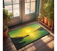 PKRD Accesorios para el dormitorio de los niños, puesta de sol sobre aguas tranquilas con montañas en silueta, felpudo retro de área para casa de campo (40 x 60 cm)