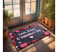 PKRD Alfombra con capas para porche delantero, diseño de amor, besos y día de San Valentín, decoración para puerta de entrada o interior (50 x 80 cm)