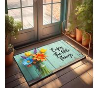 PKRD Alfombra de porche para exteriores Enjoy The Little Things. Felpudo para el hogar, decoración de dormitorio de niños (50 x 80 cm)