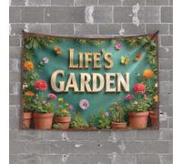PKRD Decoración de bar para patio trasero, jardín de la vida: flores que florecen en macetas, tapiz divertido para decoración de dormitorio (75 x 100 cm)