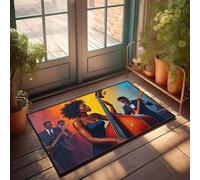 PKRD Divertido felpudo para exteriores, una vibrante banda de jazz que actúa apasionadamente, felpudo para decoración de oficina para hombres, letrero de bienvenida para puerta delantera (65 x 90 cm)