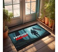 PKRD Felpudo con texto divertido Pruplicate Keep Out: Soldado con bandera en el bosque, felpudo de bienvenida para interiores y exteriores, para patio, 65 x 90 cm