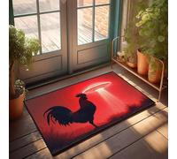 PKRD Felpudo grande para exteriores, diseño de gallo bajo un OVNI brillante, felpudo para puerta delantera, decoración de oficina grande para hombres (50 x 80 cm)
