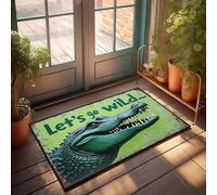 PKRD Felpudo grande para puerta delantera, diseño de otoño y texto en inglés "Fall Let's Go Wild With Excitement!", 50 x 80 cm