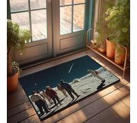 PKRD Felpudo grande para puerta delantera para interiores, un grupo de personas observa una lluvia de meteoritos en un paisaje nevado. Tapete de otoño para exteriores (40 x 60 cm)