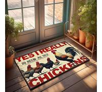 PKRD Felpudo personalizado para puerta delantera con texto en inglés "Yesterday We Really Do Need All These Chickens", felpudo para puerta delantera, grande, divertida decoración de oficina (65 x 90