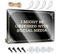 PKRD Letrero de bar para decoración del hogar con texto en inglés "I Might Be Obsessed With Social Media" (30 x 40 cm)