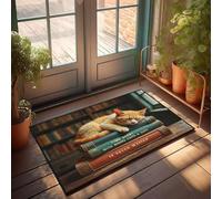PKRD Tapete interior para puerta delantera, tiempo pasado con libros, gatos y nunca se desperdicia. Felpudo de otoño, decoración de cocina vintage y accesorios (50 x 80 cm)