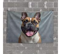 PKRD Tapiz para sala de juegos, decoración de cuevas para hombres, un perro feliz con la lengua afuera (100 x 150 cm)