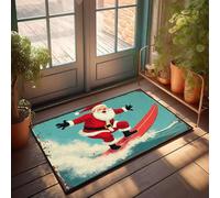 PKRD Things For Boys Room Surfing Santa Claus On A Wave. Felpudo al aire libre para entrada exterior, bar cueva (50 x 80 cm)