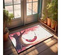 PKRD Things For Boys Room Two People Reading In A Hammock Under A Cherry Blossom Tree. Felpudo al aire libre para entrada exterior, bar de cueva de hombre (50 x 80 cm)