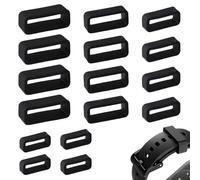 PKRFCJ 16 piezas de correas de reloj, 20 mm, 14 mm, 16 mm, 18 mm, correa antideslizante de repuesto para relojes deportivos inteligentes, accesorios de anillo de cierre (negro), S