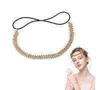 PKRFCJ Diadema dorada, diadema bohemia con diamantes de imitación de discoteca para mujer, elegante accesorio de fiesta de los años 70, con banda elástica, diamantes de imitación de cristal para