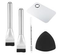 PKRFCJ Herramienta de espátula de maquillaje con paleta de mezcla, brocha de espátula, esponja de polvo, barra de color, juego de accesorios de maquillaje para mezclar y guardar Plateado