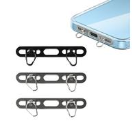 PKRFCJ Paquete de 3 pestañas de sujeción para teléfono con diseño fuerte de doble hebilla. Ultradelgadas de 0,4 mm, no obstaculizan la carga del teléfono (negro + color original)