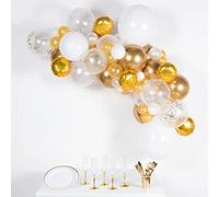 (PKT) Juego de globos de látex dorado y blanco, 66 piezas