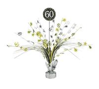 amscan 10132708 Centro de Mesa Decorativa 60e Aniversaire 1 mc-45,7 cm, Dorado, Plateado