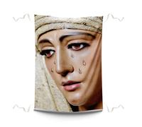Pla Pla Pla Balconera Esperanza de Triana. Decoración religiosa de tela 70x100 cm. Balconera Triana decoración balcón. Tela impresa Virgen Esperanza de Triana.