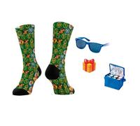 Pla Pla Pla Calcetines Guardia Civil Unisex Full Print 360º - Estampado Integral a Color, Suaves y Transpirables - Incluye Pack Regalo: Gafas de Sol + Mini Nevera