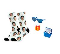 Pla Pla Pla Calcetines Personalizados Full Print a Todo Color - Impresión Directa HD, Políester con Spandex, Varias Tallas con REGALO- Gafas Sol + Nevera