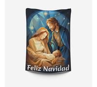 Pla Pla Pla Colgadura Navideña - Diseño Artístico del Nacimiento del Niño Jesús con María y José - Estilo Moderno y Espiritual -100×70 cm - Ideal para Pared y Hogar (2)