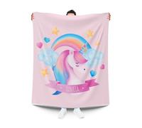 Pla Pla Pla Manta Personalizada. Manta para niña con su Nombre. Manta Unicornio Personalizada. (150 x 200 cm.)