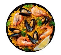 Pla Pla Pla Manta Redonda Polar 150x150 cm con diseño de Paella. Divertida, Original sofá o Cama. Personalizada con Forma de Paella, es el Regalo Ideal para sorprender en Cualquier ocasión.