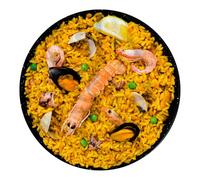 Pla Pla Pla Manta Redonda Polar 150x150 cm con diseño de Paella. Divertida y única, sofá o Cama. con Forma Personalizada de Paella, es el Regalo Ideal para sorprender en Cualquier ocasión Especial.